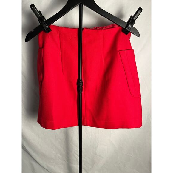 Express Red Mini Skirt Size 8 – Front Pocket A-Line Chic Solid Vibrant Color - Picture 3 of 6